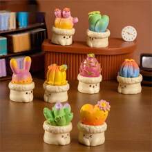 1pc Resin Material Mini Potted Plants Decor With Cute Expression For Office Desktop Display - Red Dragon Fruit - View 6