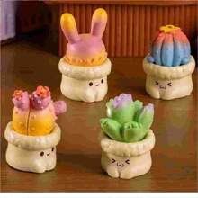 1pc Resin Material Mini Potted Plants Decor With Cute Expression For Office Desktop Display - Red Dragon Fruit - View 7