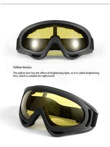 1pc X400 Outdoor Cycling Goggles Windproof Anti-Sand Tactical Goggles Motorcycle Windshield, Multicolor - Yellow - View 5