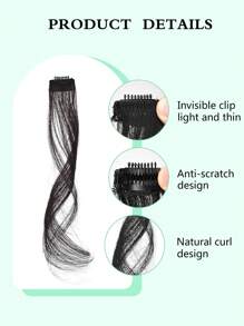 14英寸拉贡胡子刘海假发片网红中分假发八字刘海假发女自然假刘海一片装 - Black-brown - 查看 5