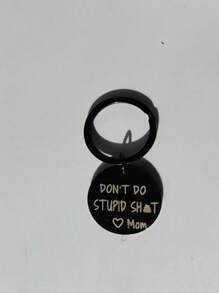 1pc Outdoor Sports Accessory Stainless Steel Round Pendant Keychain - Black - View 1