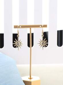 1套流行女性簡約多用途鑲有鑽石的星形耳環和項鍊套裝 - 金黃色 - 查看 11