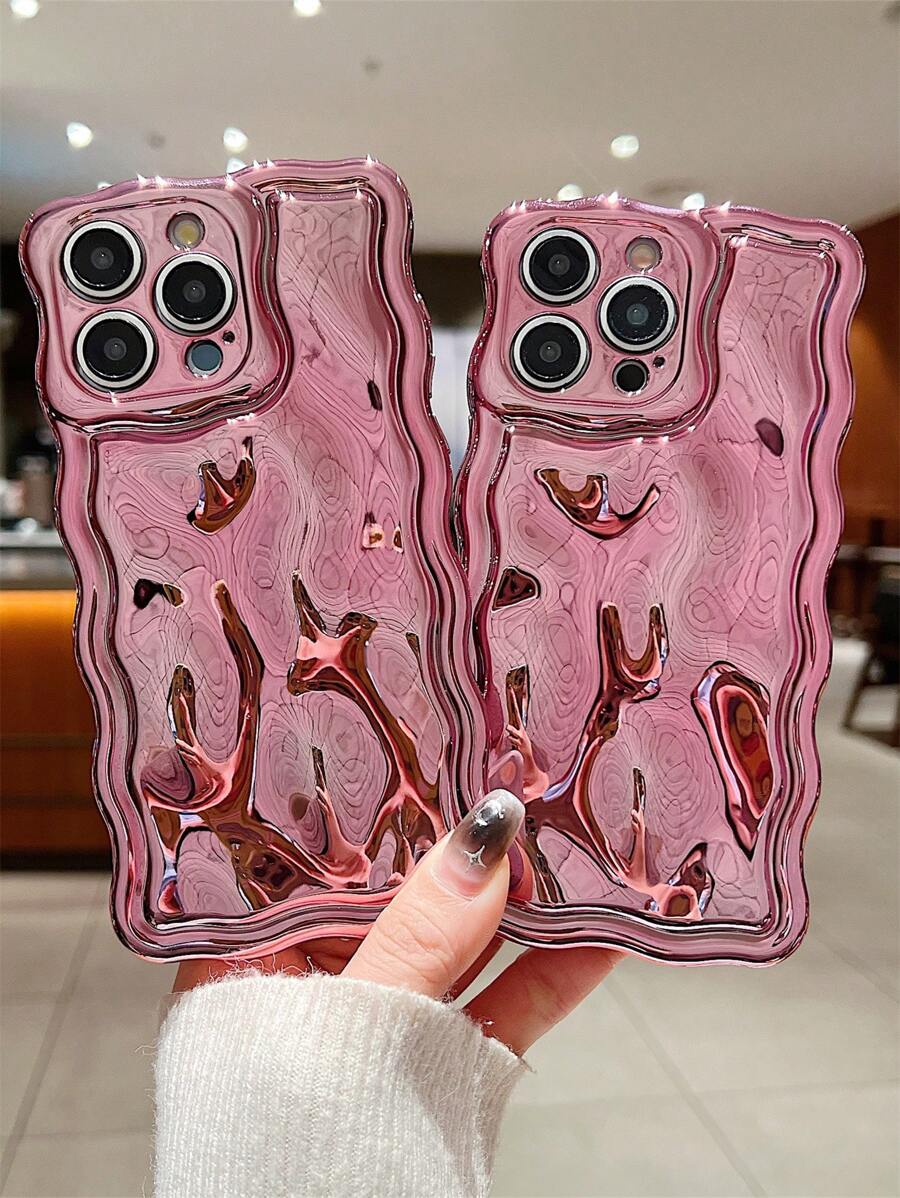 Novelty Wavy Phone Case Electroplating Flowery Meteorite Pattern Silver novelty-wavy-phone-case-electroplating-flowery-meteorite-pattern-silver