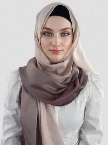 1條新款春季白色高麗菜綠漸變色帶金線的頭巾,作為禮物很合適 - 紫色 - 查看 3