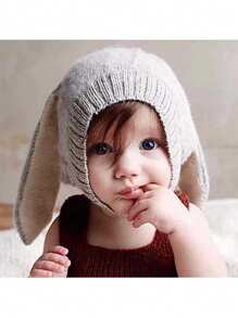 Baby Hat For Spring, Autumn, Winter Season, 0-1 Years Old, Warm, Comfortable, Breathable, With Long Cartoon Rabbit Ears That Act As Ear Protection, Suitable For Boys And Girls
