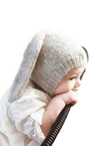 Baby Hat For Spring, Autumn, Winter Season, 0-1 Years Old, Warm, Comfortable, Breathable, With Long Cartoon Rabbit Ears That Act As Ear Protection, Suitable For Boys And Girls
