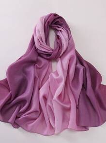 1 件女士春季輕質雙色漸變色沙灘披肩圍巾人造絲圍巾情人節禮物 - 水鴨藍 - 查看 7