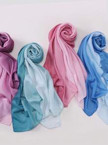 1 件女士春季輕質雙色漸變色沙灘披肩圍巾人造絲圍巾情人節禮物 - 水鴨藍 - 查看 4