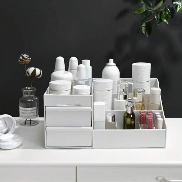 1pc Makeup Organizer With Drawers, Countertop Cosmetic Storage Box, Makeup Organizer Storage Box, Cute Bedroom Bathroom Organizer Drawers Countertop For Women And Girls Home Bathroom Decor Fall Decor Makeup Organizer Back To School