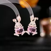 1pair Simple & Cute Butterfly & Rabbit & Heart Shaped Earrings, Ideal For Friend And Girls As Birthday, Holiday Gift - Multicolor - View 11