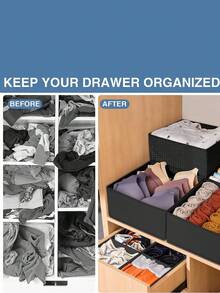 1pc Foldable Fabric Drawer Organizer For Bras, Underwear, Socks, Ties And Scarves Storage - Grey - View 8