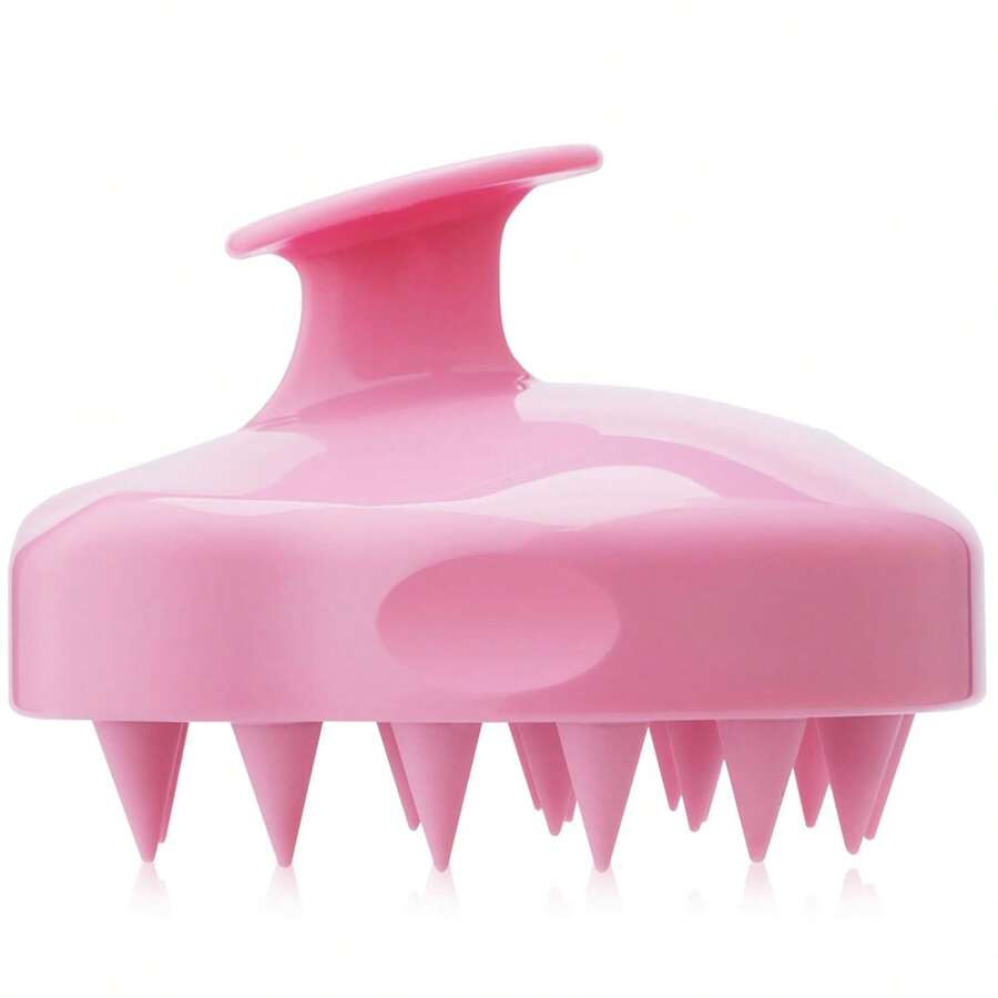 頭皮按摩器,柔軟矽膠細毛洗髮刷,適用於護理頭皮和促進頭髮生長,去屑頭皮刷,乾濕兩用,男女皆宜 - 粉色 - 查看 1