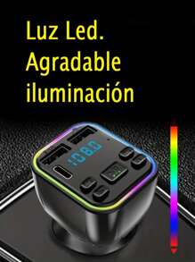 Transmisor Manos Libres para Carro De Audio Bluetooth Fm con patalla 2 USB MICRO SD Mp3 RGB - Negro - Ver 3