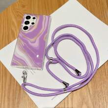 Purple Anti-Fall Gold Sand Marble Texture Crossbody Hanging Rope Tpu Soft Phone Case, Compatible With Apple Iphone, Samsung, Xiaomi, Oppo And Other Phone Models - Purple - View 6