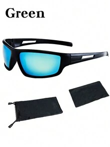 一副眼镜男女通用自行车摩托车户外骑行运动眼镜登山钓鱼护目镜旅游摄影时尚眼镜 - 綠色 - 查看 3