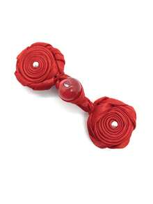 5入組復古手工織花&豬鼻紋質感珠釦,適用於外套、鞋子、衣服、旗袍、唐裝裝飾 - 紅色 - 查看 1