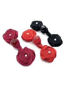 5入組復古手工織花&豬鼻紋質感珠釦,適用於外套、鞋子、衣服、旗袍、唐裝裝飾 - 紅色 - 查看 4