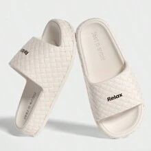 New Arrival Fashion Plaid Pattern Anti-Slip Eva Thick-Soled Indoor/Outdoor Women's Slippers - White - View 3