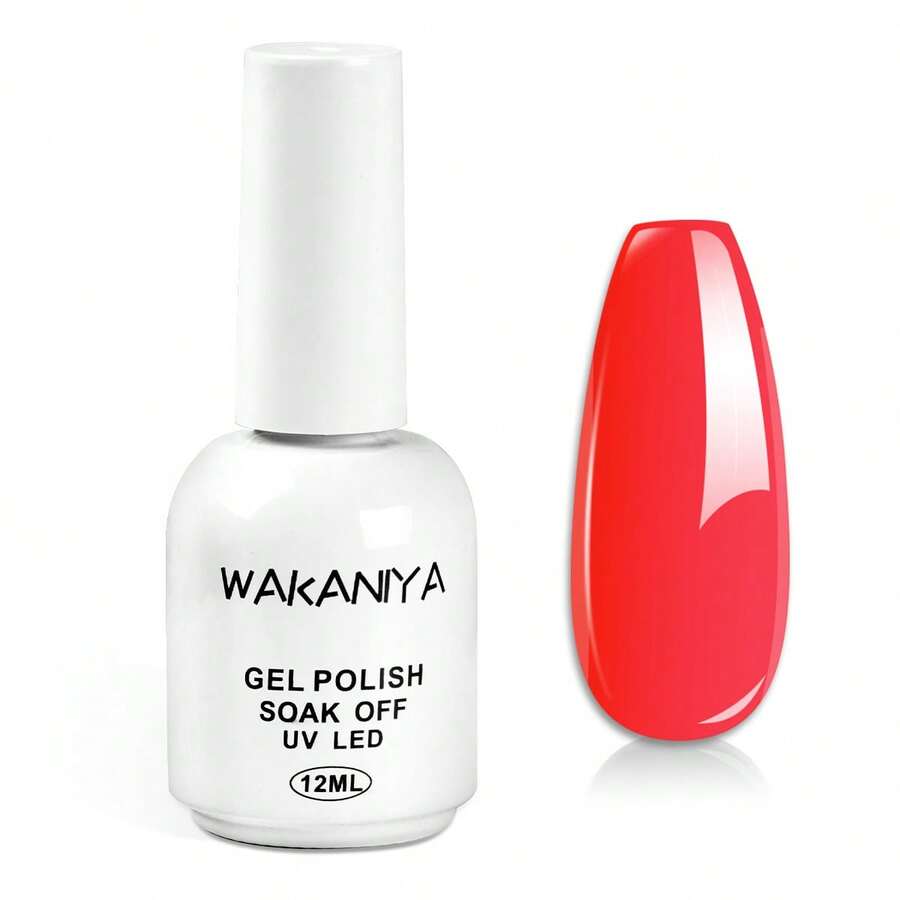 1 Pc Gel Nail Polish, Popular Series Gel Nail Polish, Multiple Colors, Suitable For All Seasons, Bright Colors - UV/LED Dye Semi-Permanent Nail Polish, Suitable For DIY Manicure - Red - View 1