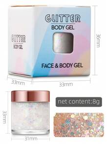 1 件全息身体闪光凝胶，女士不粘闪亮闪光化妆品，适用于身体、面部和头发，非常适合音乐会、音乐节、舞台表演派对等。不粘凝胶，带激光亮片，适用于美人鱼面部彩绘 - 七彩白 - 查看 5