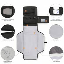 便携式婴儿换尿布垫适合户外旅行，配有肩带、湿巾口袋设计，婴儿淋浴家庭装饰礼物