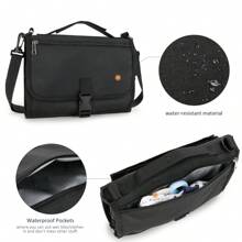 便携式婴儿换尿布垫适合户外旅行，配有肩带、湿巾口袋设计，婴儿淋浴家庭装饰礼物