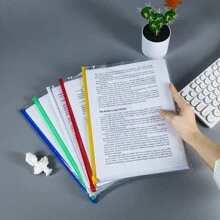 5入組a4防水拉鍊袋,大容量、簡約風格,適用於學生、文件、檔案、考試、拉鍊收納袋 - 彩色 - 查看 1