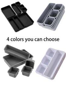 8 Pieces Drawer Organizer Set, Plastic Drawer Organization System, Box Organizer Drawer For Socks, Underwear, Clothing, Combs, Offices And Kitchen Appliances - 1 Set - View 1