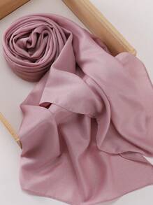 1pc Women's Solid Color Crystal Headscarf Soft Breathable Hijab Scarf For Festival Celebration And Gift, Shimmer Hijabs - Pink - View 7