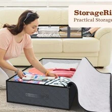 2 件大容量衣物和床上用品收纳袋，可折叠收纳篮，适用于衣柜和床下，带手柄，适用于储存衣服、床上用品和玩具装饰品装饰节日装饰房间装饰家居装饰卧室装饰卧室、收纳袋、收纳袋、家居收纳、女式白色 T 恤、女式黑色裤子、女士冬装、连衣裙、女士冬装、优雅女装、女士白衬衫、长袖、女士白色连体裤、女士春装、女士春装、春季、春装、极简主义、夏季上衣 - 灰色 - 查看 7