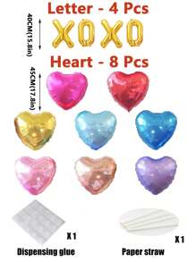 MECRLA 12 件 XOXO 气球 | 情人节字母聚酯薄膜气球 - 单身派对婚礼新娘送礼会照片道具装饰情人节派对用品