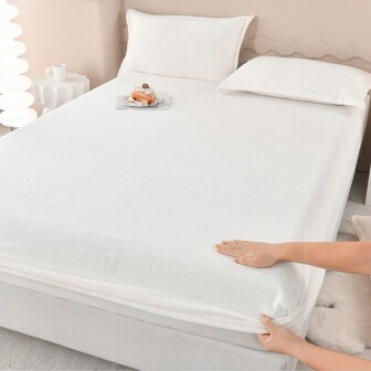 1入組絨面防滑純色貼身床單，不脫毛，防靜電，柔軟舒適，手感飽滿細膩，360度包覆無螢光劑，適用於臥室、客房、學生宿舍、兒童房、家庭使用（只有1張貼身床單，不含枕套）