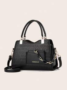 女性斜背包 時尚通勤幾何造型 可調節肩帶 多個隔層 適用於秋冬商務通勤工作辦公 容納女性、初學者和白領通勤者使用的手提包 適合哥德風格包袋 - 黑色 - 查看 14