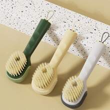 多功能鞋刷搭配肥皂分配器柔軟毛皮洗鞋刷,舒適握把,適用於鞋子洗滌、浴室、廚房、柔軟的洗衣服（綠色） - 綠色 - 查看 6