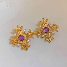 1 對女士復古奢華重金屬風格耳環 - C - 查看 1