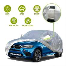 Funda Cubierta Auto 190T Grande 4.85m Anti-sol Polvo Viento Lluvia Con Reflectantes Para Automóvil, Suv - Plateado - Ver 2