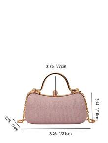 1 件女式粉紅色鏈帶鑽石和閃亮硬殼手拿包肩斜背包適用於口紅、化妝品 - 非常適合舞會、婚禮、宴會、晚會、夜店 - 粉色 - 查看 5