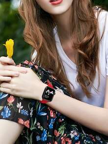 1入紅色柔軟矽膠運動手錶帶，配蝴蝶式鋼扣男女適用，防水適用於Apple Watch手錶帶38/40/41/42/44/45/49mm – 相容於Apple Watch Series Ultra/SE/9/8/7/6/5/4/3/2/1，智能手錶配件 - 洋紅色 - 查看 4