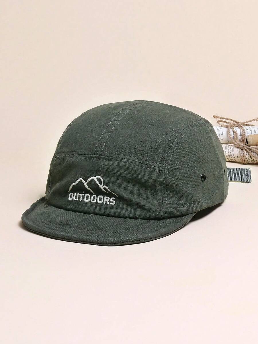 Fashion Solid Color Baseball Cap With Letter Embroidery - Army Green - View 1