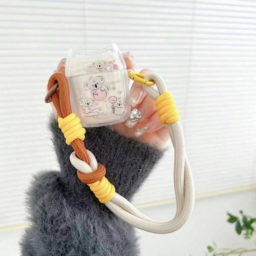 1pc Clear Cartoon Elephant Design Airpods Case, Bathroom Style - Clear - View 1