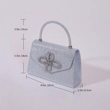 Charming, Elegant, Exquisite, Luxurious Shining Diamond Decor Evening Clutch, Bridal Wedding Bag, Dance Party Purse - Silver - View 4