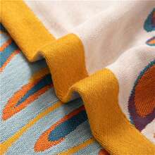 1pc Vintage Flower & Grass Patterned Blanket, Gauze Jacquard Bath Towel, Cute Children's Sofa Blanket 80*160 - Turtle Leaf - View 6