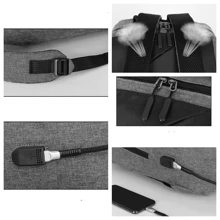 3pcs Men Zip Front Laptop Backpack Set With Pen Bag USB Bookbag Set College Bag Set High School Students Graduate Students University Freshman Sophomore For Commute, Outdoors, Hiking Travel - 灰色 - 查看 4