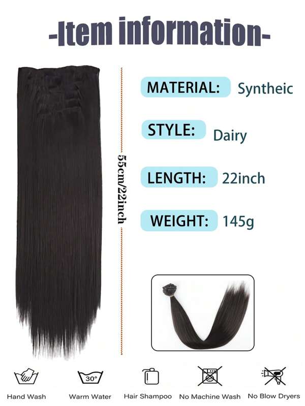 European And American Wig Women Straight Hair SevenPiece Set Clip Hair