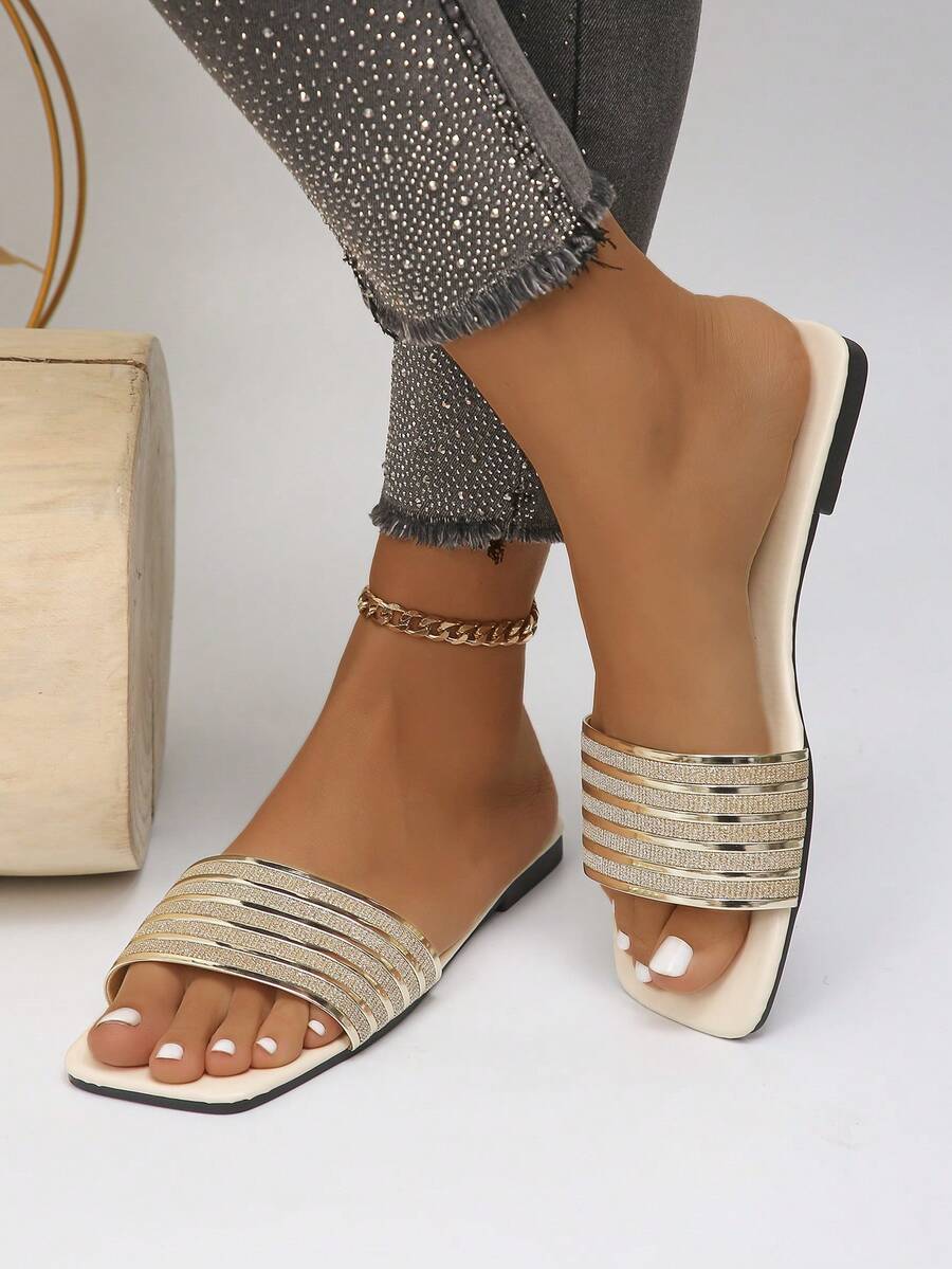 Women's Versatile Fashionable Wear-Resistant Slip-Resistant High-End Flat Shoes - Gold - View 1