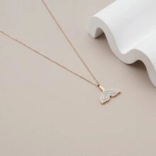 Diamond-Studded Fish Tail Necklace For Women, Ins Collarbone Chain, Niche Design, Simple Korean Style, Versatile Pendant, Gift For Students, Deluxe Ins Niche Design, 2023 New Fish Tail Birthday Gift, Mermaid Tail Necklace For Women, Simple Deluxe, Internet Celebrity Collarbone Chain, Dolphin Tail Necklace, Neck Jewelry, Pendant - Rose Gold - View 2