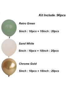 90 Peças Kit de Guirlanda de Balões de Látex Branco com Areia Verde Retrô para Decoração de Bottom de Festa de Aniversário, Casamento, Evento Interno, Natal