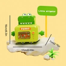 1pc Abs Material Pressing Cute Animal Sliding Car, Green Alligator Hammering Toy With Sound Effect - Green - View 3