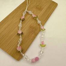 Ins Pink Tulip & Beaded Girl Phone Chain, Phone Case Accessory, Bag & Camera Charm Pendant