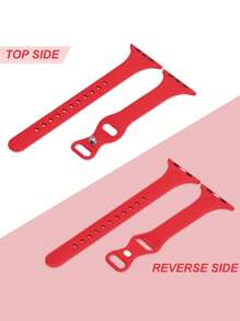 1入紅色柔軟矽膠運動手錶帶，配蝴蝶式鋼扣男女適用，防水適用於Apple Watch手錶帶38/40/41/42/44/45/49mm – 相容於Apple Watch Series Ultra/SE/9/8/7/6/5/4/3/2/1，智能手錶配件 - 洋紅色 - 查看 6